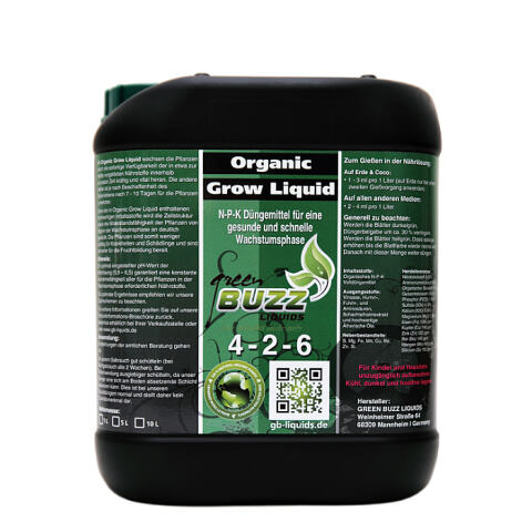 Green Buzz Nutrients Organic Grow 5 Liter