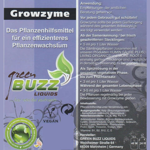 Green Buzz Liquids Growzyme 250ml
